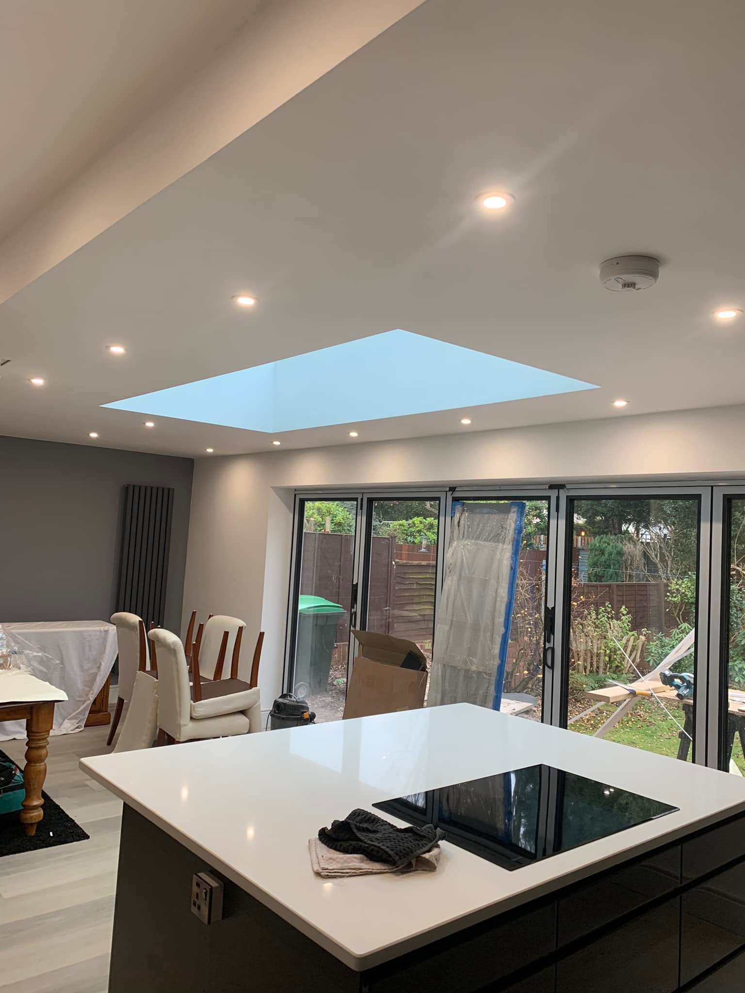 Kitchen skylight with LEDs around it