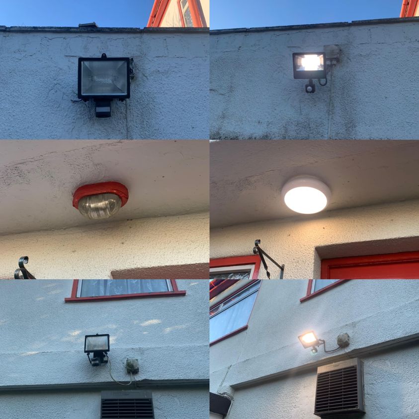 Before and after pictures of outdoor light installations