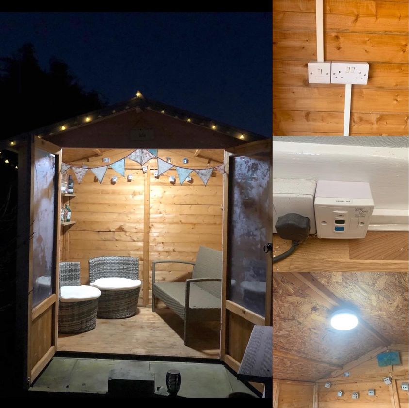 Garden shed with lights, sockets and internet fitted